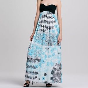 DVF Asti Silver Met Dot silk chiffon maxi dress